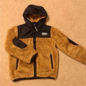 Kids Sherpa Hooded Jacket Brown 5 6 yrs